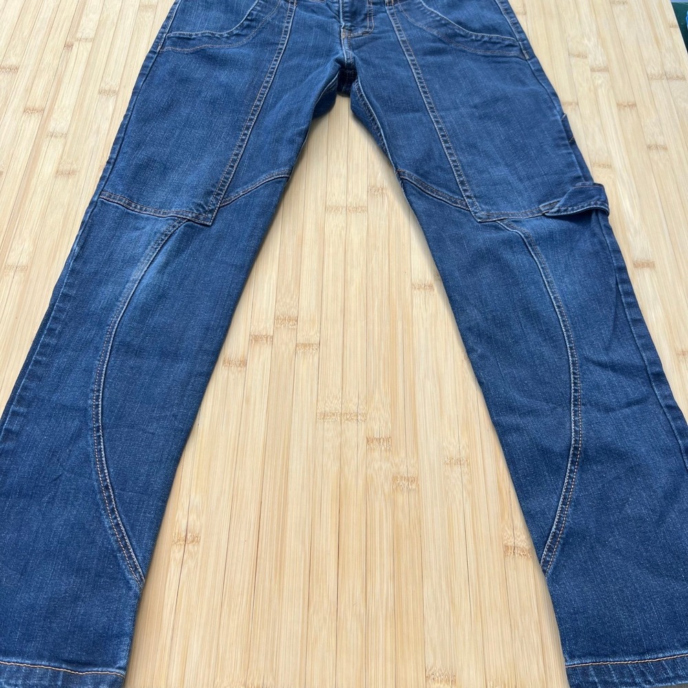 Y2K Prairie Underground Blue Organic Cotton Denim Cargo Jeans Size 28 Made USA - Picture 2 of 10